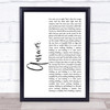 Sarah McLachlan ANSWER White Script Song Lyric Print
