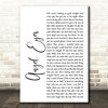 The Jeff Healey Band Angel Eyes White Script Song Lyric Print