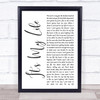 Bon Jovi It's My Life White Script Song Lyric Quote Music Print