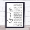 Dave Matthews Gravedigger White Script Song Lyric Quote Music Print