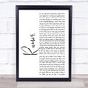 Lee Brice Rumor White Script Song Lyric Quote Music Print