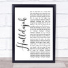 Leonard Cohen Hallelujah White Script Song Lyric Quote Music Print