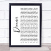 Ozzy Osbourne Dreamer White Script Song Lyric Quote Music Print