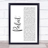 Ed Sheeran Perfect White Script Song Lyric Quote Print
