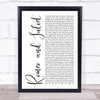 Dire Straits Romeo And Juliet White Script Song Lyric Quote Print