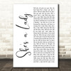 Tom Jones She's A Lady White Script Song Lyric Quote Print