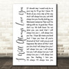 Whitney Houston I Will Always Love You White Script Song Lyric Quote Print