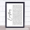 Alanis Morissette Everything White Script Song Lyric Quote Print