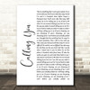 Blue October Calling You White Script Song Lyric Quote Print