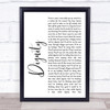 Deacon Blue Dignity White Script Song Lyric Quote Print