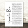 Guns N' Roses November Rain White Script Song Lyric Quote Print