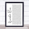 Guns N' Roses November Rain White Script Song Lyric Quote Print