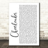 OMI Cheerleader White Script Song Lyric Quote Print
