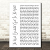 Prince The Most Beautiful Girl In The World White Script Song Lyric Quote Print