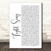 Rachel Platten Fight Song White Script Song Lyric Quote Print