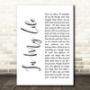 The Beatles Life In My Life White Script Song Lyric Quote Print