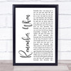 Alan Jackson Remember When White Script Song Lyric Quote Print