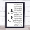 Calvin Harris & Dua Lipa One Kiss White Script Song Lyric Quote Print
