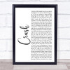 Dave Matthews Band Crush White Script Song Lyric Quote Print