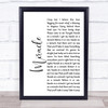 Foo Fighters Miracle White Script Song Lyric Quote Print