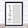 Frank Turner I Am Disappeared White Script Song Lyric Quote Print
