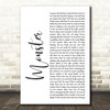 Gabbie Hanna Monster White Script Song Lyric Quote Print