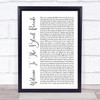 My Chemical Romance Welcome To The Black Parade White Script Song Lyric Print
