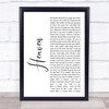 Bryan Adams Heaven White Script Song Lyric Quote Print