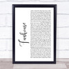 Pink Funhouse White Script Song Lyric Quote Print