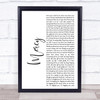 Shawn Mendes Mercy White Script Song Lyric Quote Print