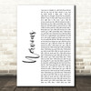 Shawn Mendes Nervous White Script Song Lyric Quote Print