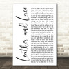 Stevie Nicks Leather And Lace White Script Song Lyric Quote Print