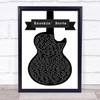Luke Bryan Knockin' Boots Black & White Guitar Song Lyric Print