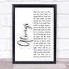 Erasure Always White Script Song Lyric Print