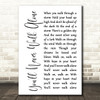 Gerry & The Pacemakers You'll Never Walk Alone White Script Song Lyric Print