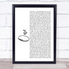 Lewis Capaldi One White Script Song Lyric Print