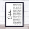 Natalie Merchant Ophelia White Script Song Lyric Print