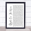 Thriving Ivory Angels On The Moon White Script Song Lyric Quote Print