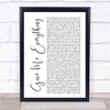Pitbull Give Me Everything White Script Song Lyric Print