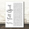 Post Malone I Fall Apart White Script Song Lyric Print