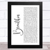 Ariana Grande Breathin White Script Song Lyric Music Art Print