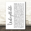 Nat King Cole Unforgettable White Script Song Lyric Music Art Print