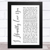 Olivia Newton-John I Honestly Love You White Script Song Lyric Music Art Print