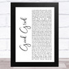 Bastille Good Grief White Script Song Lyric Music Art Print