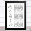 UB40 Groovin' (Out On Life) White Script Song Lyric Music Art Print