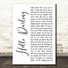 Conway Twitty Hello Darling White Script Song Lyric Music Art Print