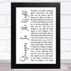 Frank Sinatra Strangers In The Night White Script Song Lyric Music Art Print
