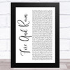 James Taylor Fire And Rain White Script Song Lyric Music Art Print