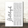 Alexander Burke Hallelujah White Script Song Lyric Music Art Print
