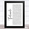 Lathun Fortunate White Script Song Lyric Music Art Print